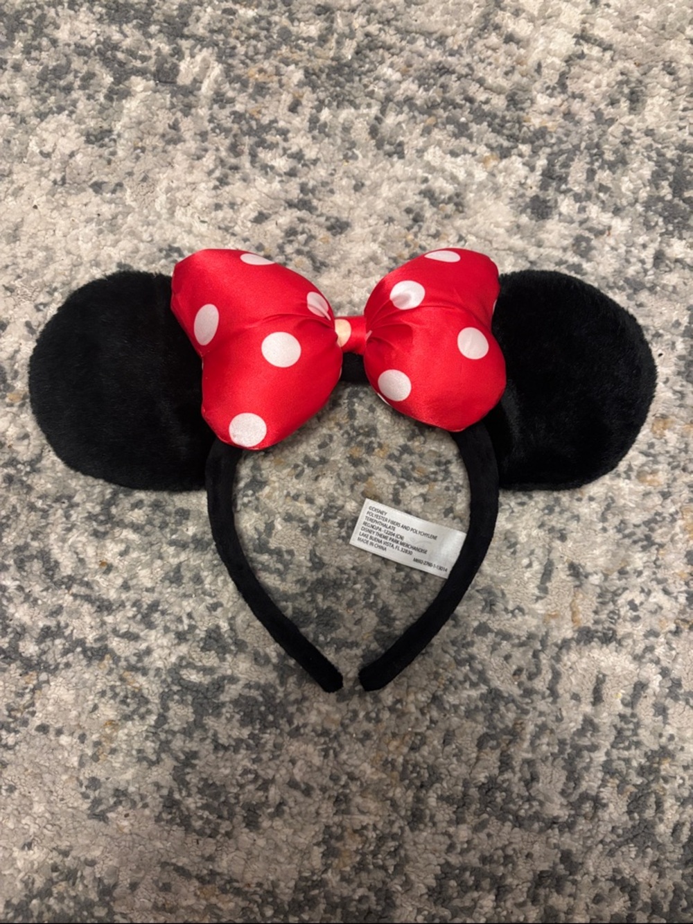 Disney Black Minnie Ear Headband with Red Polka Dot Bow